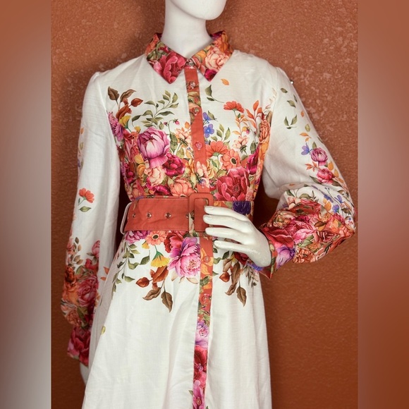 MaiNSTriP Floral Long Sleeve Maxi Dress with Belt Size Large. E88 - Picture 9 of 17